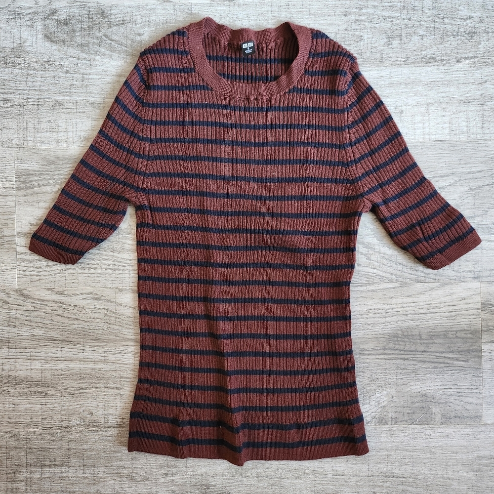 Uniqlo Merino Wool Quarter Sleeve Cropped Top